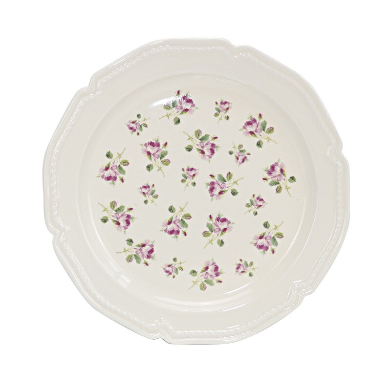 Français Antique décalcomanie Relief vaisselle assiette en céramique sous bol nourriture occidentale assiette Plate assiette à fruits saladier: 10 Inch  Full Plate