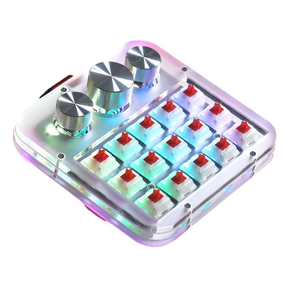 Macro Mechanical Keyboard Kit 3 Encoder 15Key Knob Swappable Keyboard One-handed Mini Keypad Support For QMK VIA Red Switch