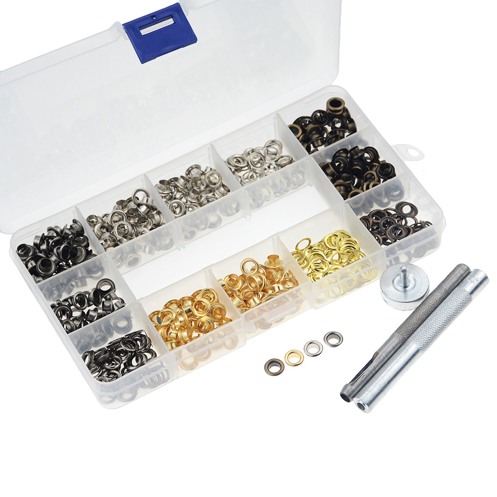 400Pcs 5mm Eye + Eyelet Eye Mounting Tool Eyes Eyes Boxed For Clothing Jacket Down Jacket Coat Windbreaker Denim Shoes Bags