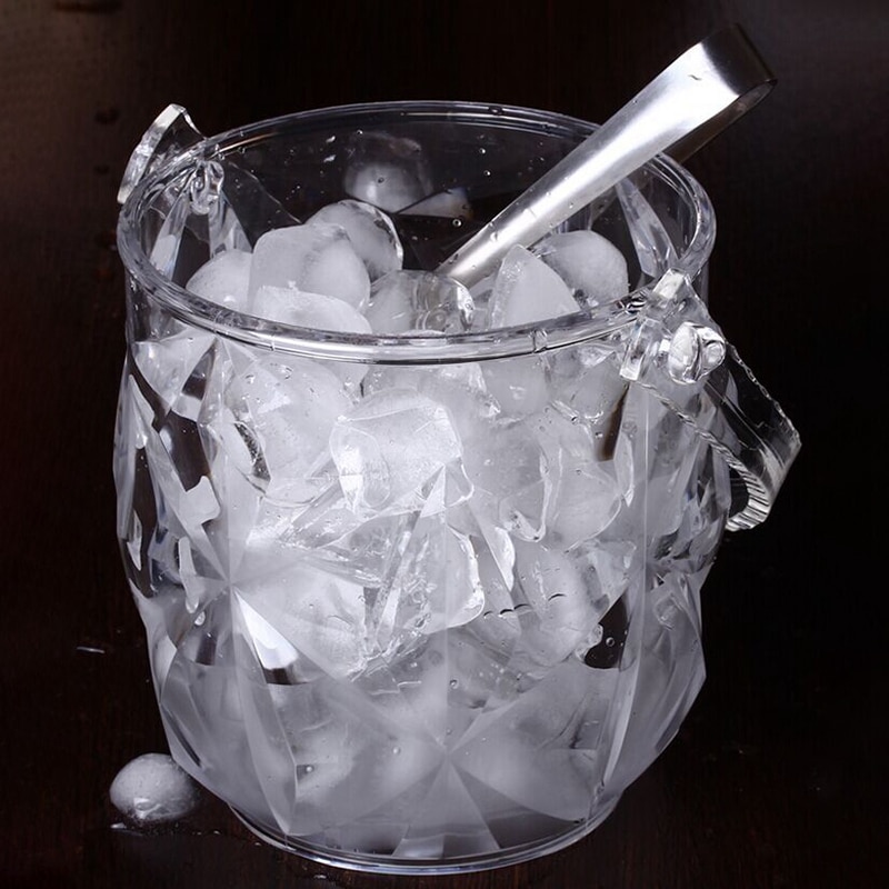 1 Pc Acrylic Bar Ice Bucket Two Handles Champagne Bucket Wine Bucket Spit Wine Barrel Container Ktv Club Bar Supplies