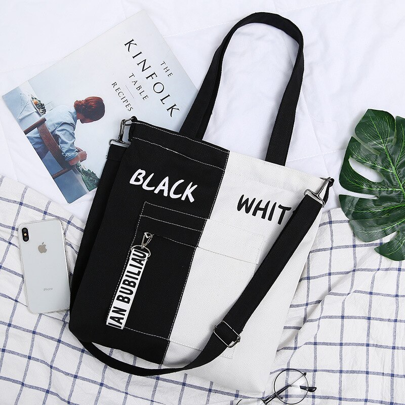 art canvas bag female shoulder bag big bag simple female casual wild students shopping bag