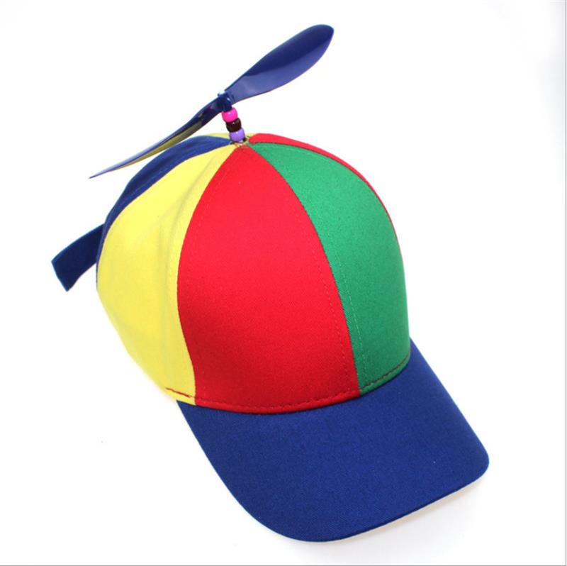 Sjov flerfarvet propel baseball hat justerbar unisex udendørs hat solhat med visirer bomuldskuppel baseball hat: Børn 52-57 cm