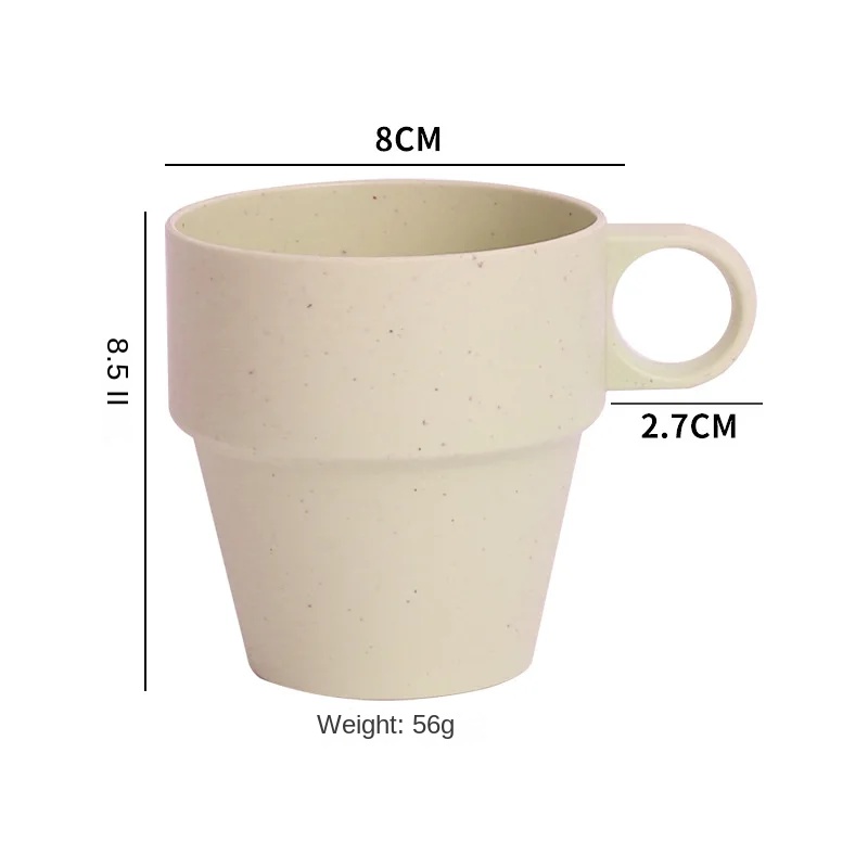 Kubek na wodę ze słomy pszennej robić prasowania Kubek z antypoślizgowym uchwytem Domowy kubek izolowany z tworzywa sztucznego Prosty kubek z tworzywa sztucznego