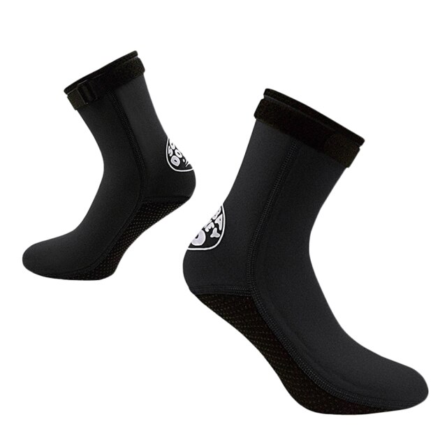 3MM Neoprene Diving Socks Adjustable Buckle Beach Water Socks Anti-Slip Diving Surfing Boots for Men Women: Black / XL