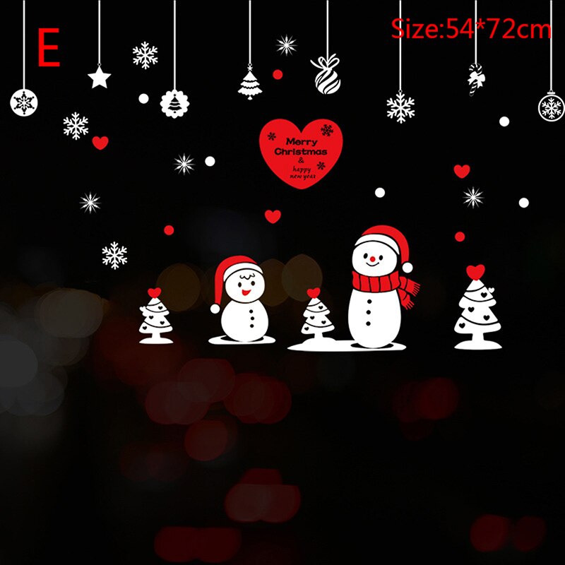 Christmas Stickers Window Glass Stickers Paster round Tube Packaging Glue-Free Electrostatic Christmas Decorations: E