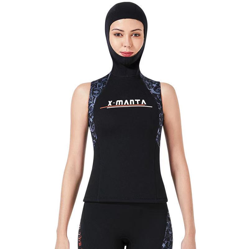 2020 Mens 3 millimetri di Neoprene Maglia Cappuccio Con Cappuccio Senza Maniche Giacca Magliette E Camicette Senza Zip per le Immersioni Surf Nuoto A Vela Che Dimagrisce Sauna allenamento: Women B / M