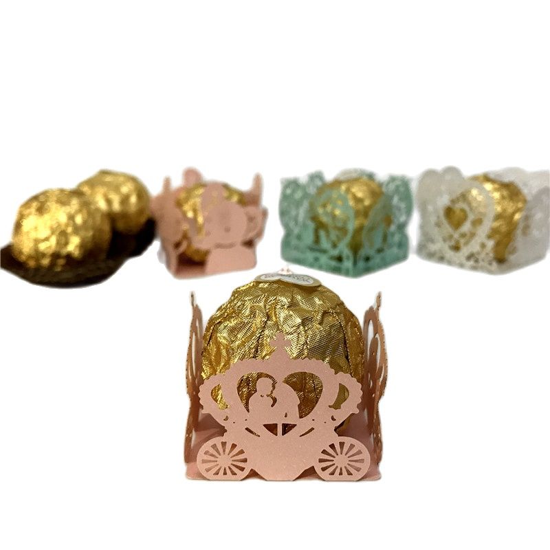 50pcs Cinderella Chocolate Truffle Paper Cups Dessert Container Packaging for Wedding Engagement
