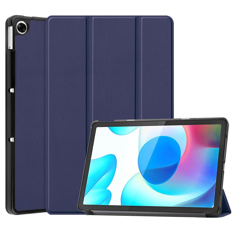 Voor Realme Pad 10.4 Inch Tri-Vouwen Hard Pc Stand Cover Voor Funda Realme Pad cover Case Tablet: Dark Blue