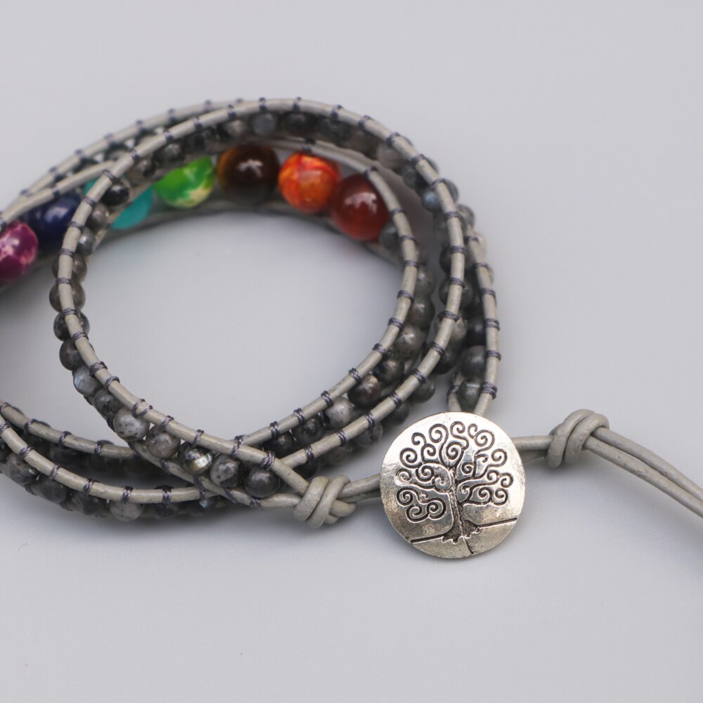 Edothalia novo 7 chakras pulseiras mulheres meditação yoga grânulo pulseira de pedra natural couro amizade bijoux