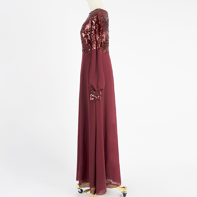 Chiffon pailletter abaya dubai hijab muslimsk aftenkjole kvinder pakistan kaftan tyrkiet islamisk tøj kaftan marocain kjoler kåbe