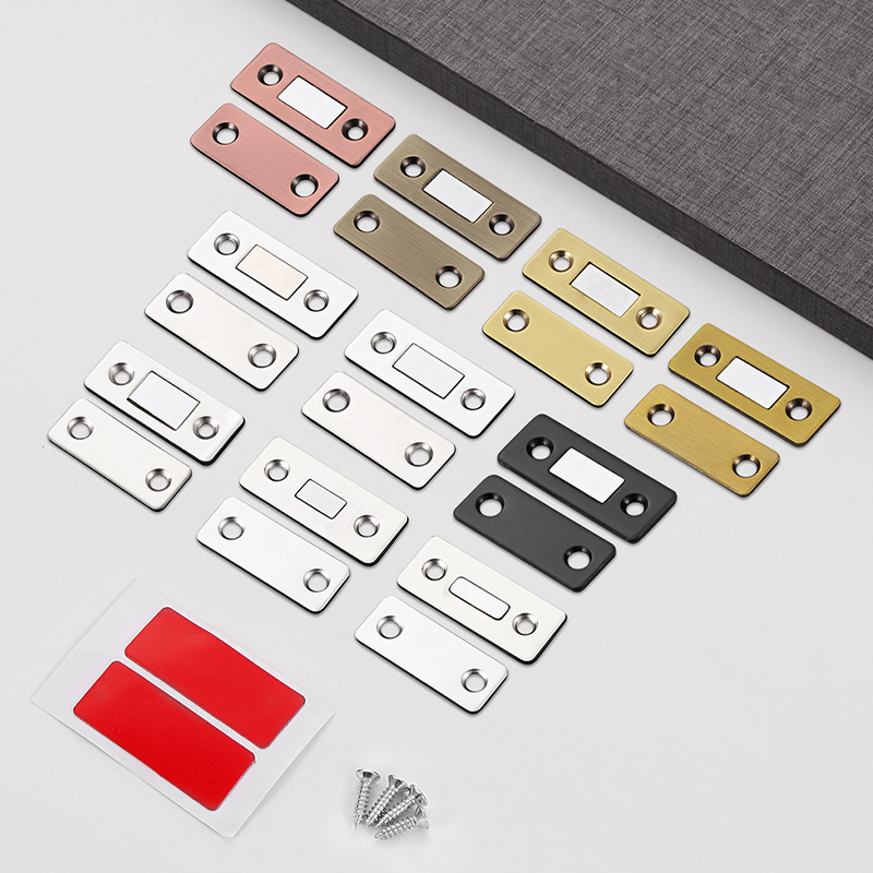 cierre de puerta fuerte, pestillo magnético para puerta, imán para puerta, muebles, armario, tornillo/pegatina ultrafino, 6 colores, 4/2 Uds.
