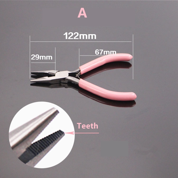 Cute Pink Color Jewelry Making Tool Kits Round Nose Plier Side Tweezers Mix Needle Spoon Tool DIY Jewelry Making