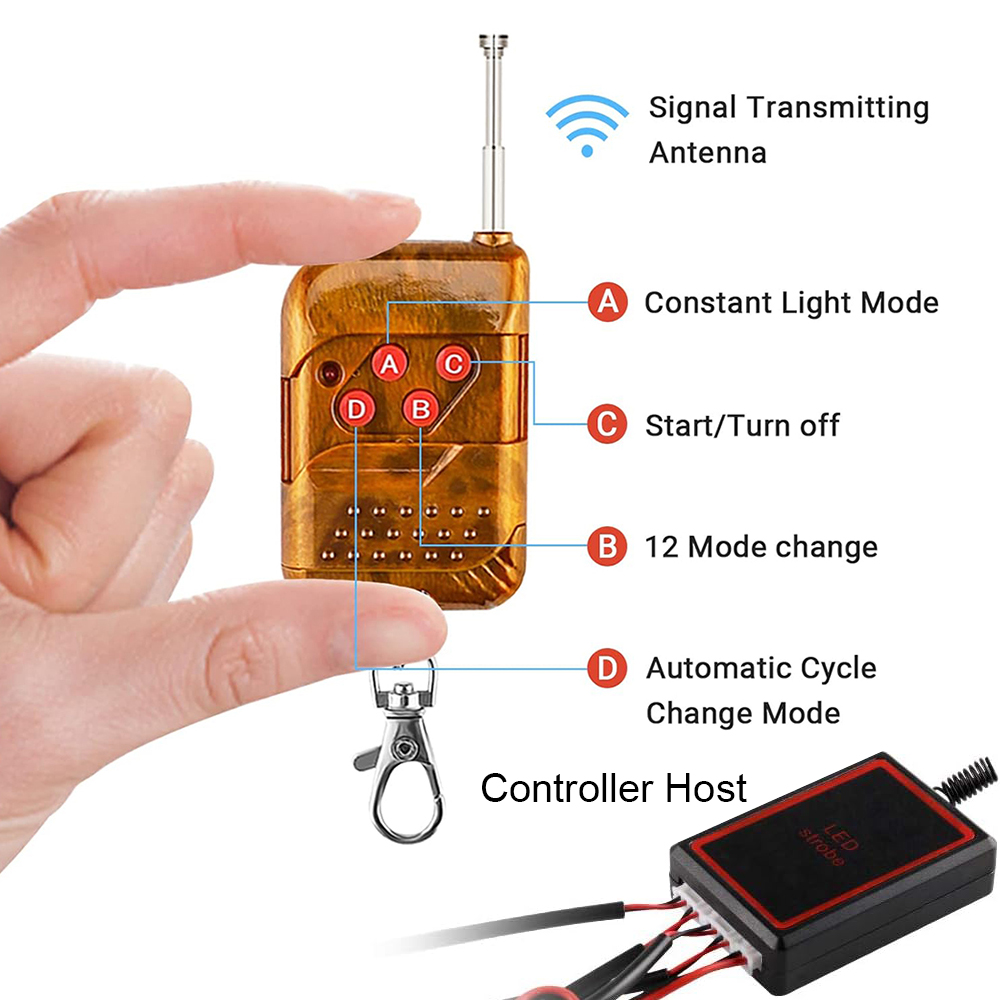 Luz de rejilla delantera para coche, luz estroboscópica de policía ámbar, Control remoto inalámbrico de emergencia, señal de Flash, baliza de bombero, lámpara de advertencia de 12V 24V