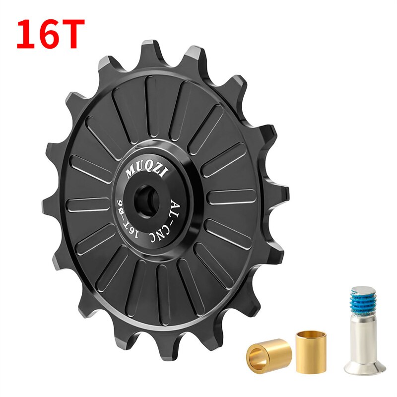 MUQZI 11/12/13/14/15/16/17T Rear Derailleur Jockey Wheel Ceramic Pulley MTB Pulleys Road Bike Ceramics Bearing Guide Wheel: 16T Black