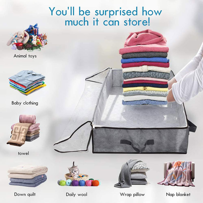Opvouwbare onderbedtas - Deken Kleding Quilt Organizer Ademende opbergtas met ritssluiting voor slaapkamer