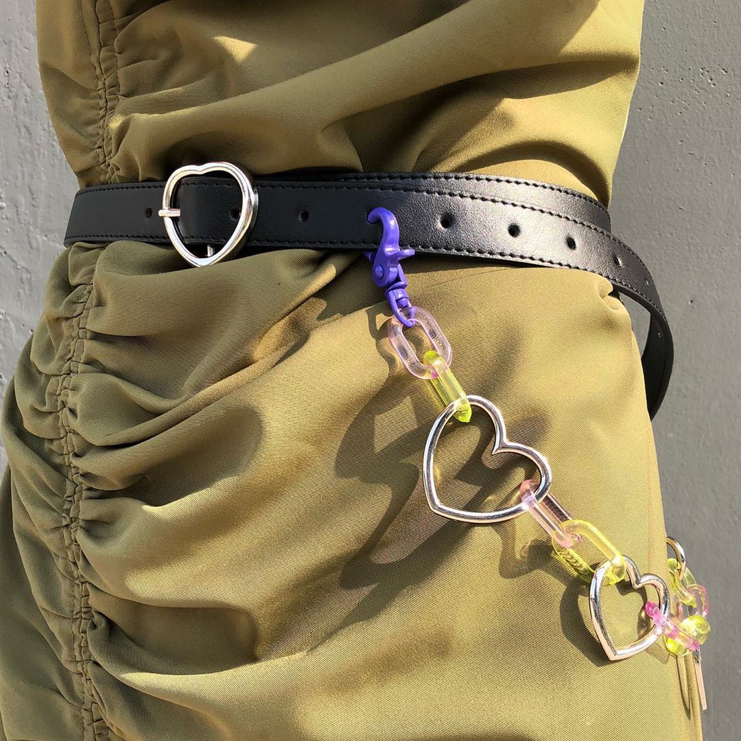 Chic Women Punk Hip-hop Trendy Acrylic Waist Chain Male Pants Chain Jeans Punk Silver Color Heart Big Ring Pants Chains