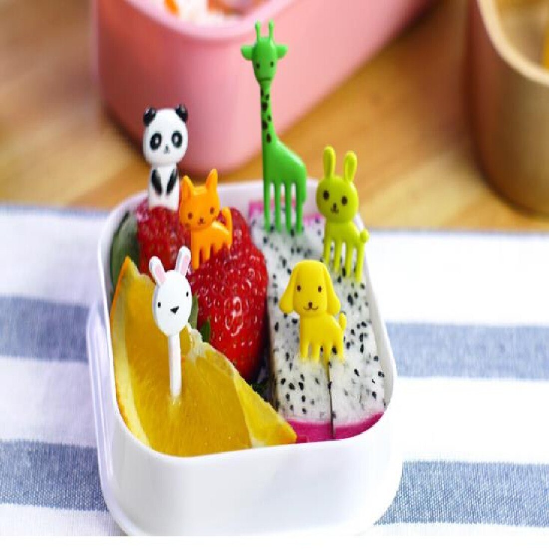 Mini Dier Cartoon Voedsel Vork Fruit Pick Teken Bento Lunches Party Decor Groente Servies Servies 10 Stks/set