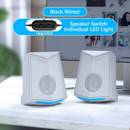 Full Range 3D Stereo Subwoofer Bass Pc Desktop Speaker Portable Music Dj Usb Computer Speakers Voor Laptop Tv: White Upgraded