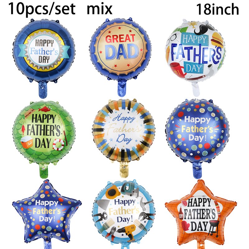 10Pcs 18Inch Engels Gelukkige Vaderdag Helium Globos Beste Vader Grote Vader Folie Ballonnen Vader Moeder Party decoratie: Olijf