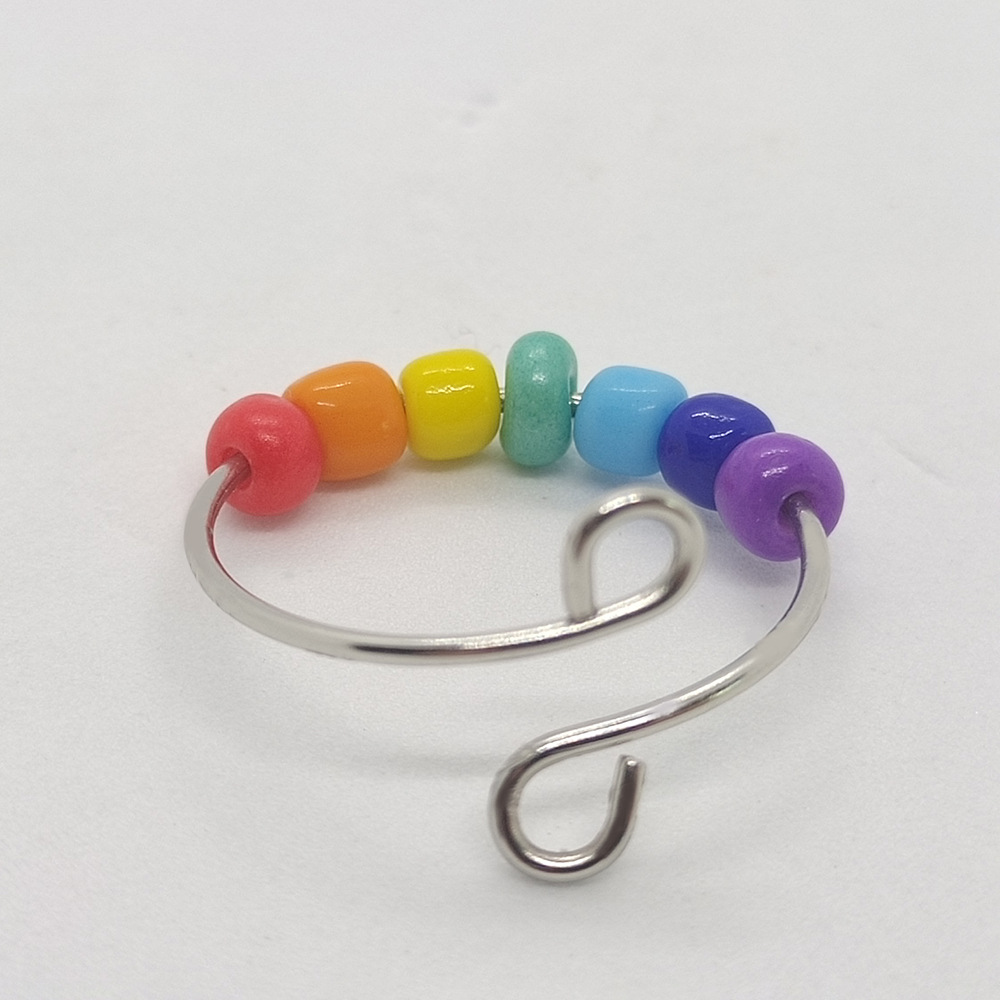 Anxiety Ring Adjustable Opening Women Men Fidget Ring With Bead Worry Stress Relief Jewelry For Female Stacking Finger Rings: RING1689-1