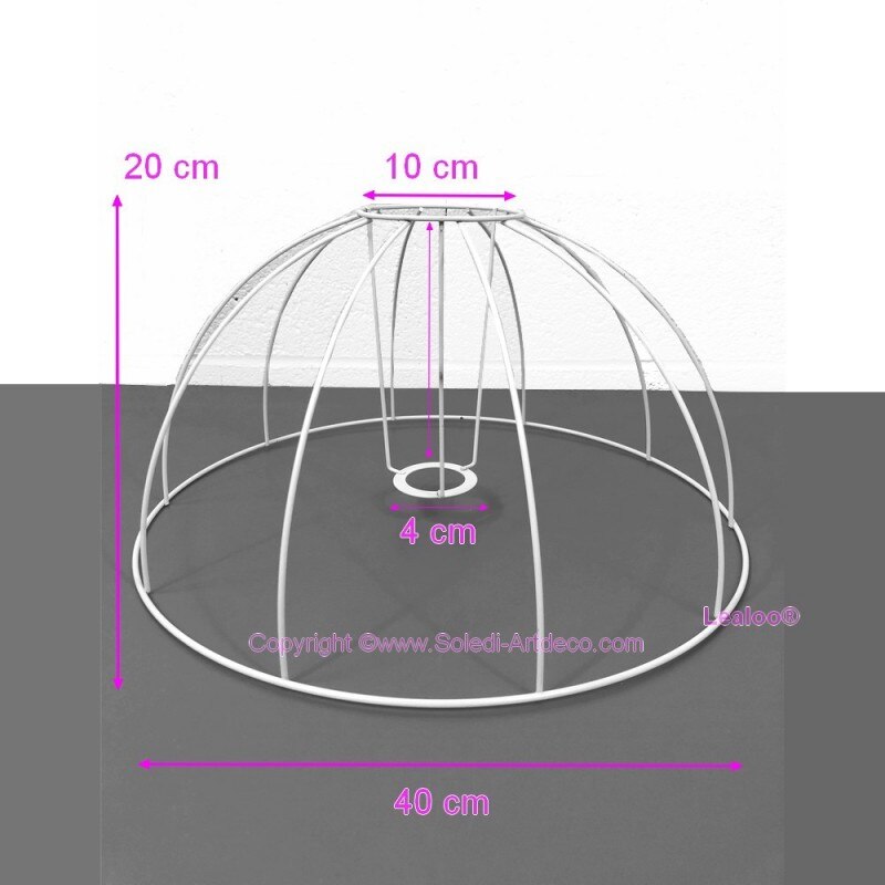 Carcasse Abat-Jour Cloche 40 cm, Armature Dôme 10 branches en epoxy anticorrosion, pour E27