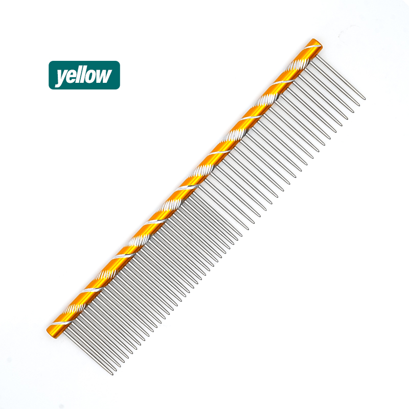 Peigne pour chien, poils longs et épais, brosse de nettoyage pour épilation des poils, en acier inoxydable, léger, pour animaux de compagnie et chat, peignes de toilettage pour chiens 16/19/20/25cm: M / green
