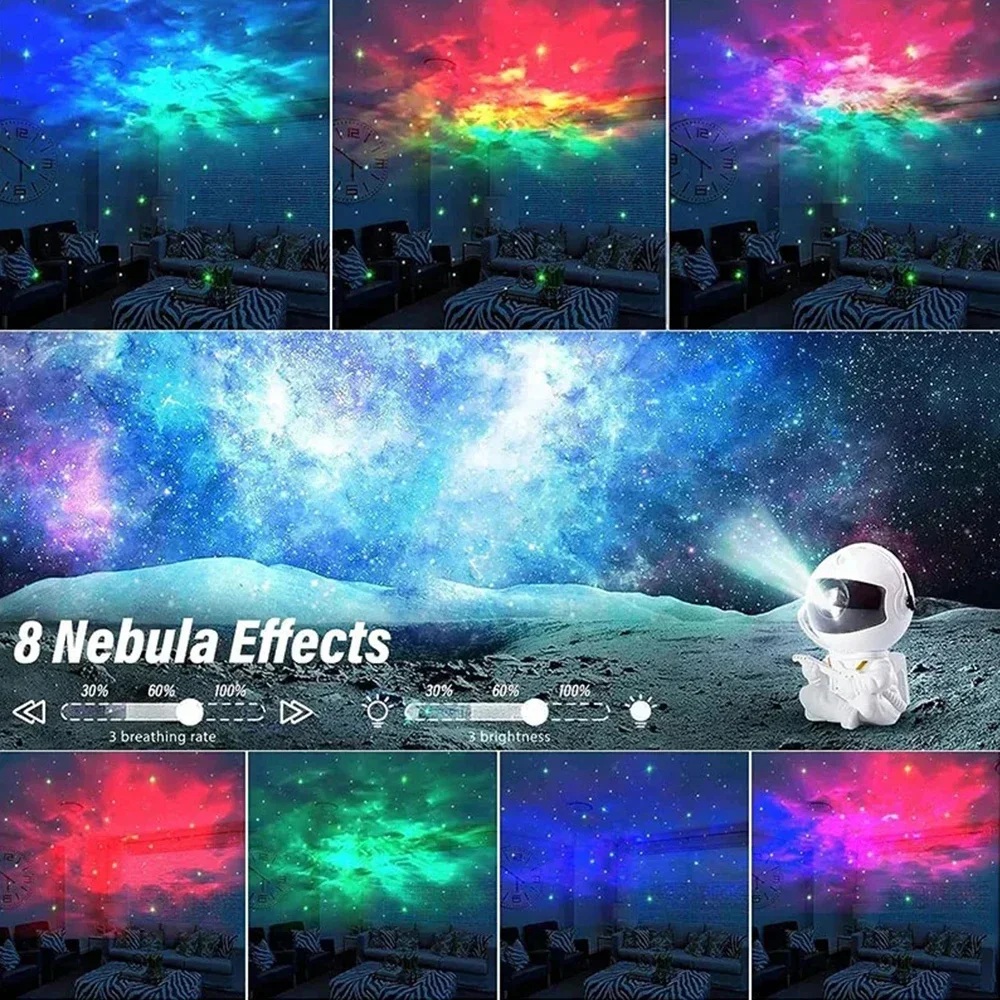 Projecteur d'astronaute d'étoiles de galaxie, veilleuse LED, ciel étoilé, lampe de décoration, chambre à coucher, pour enfants et adultes