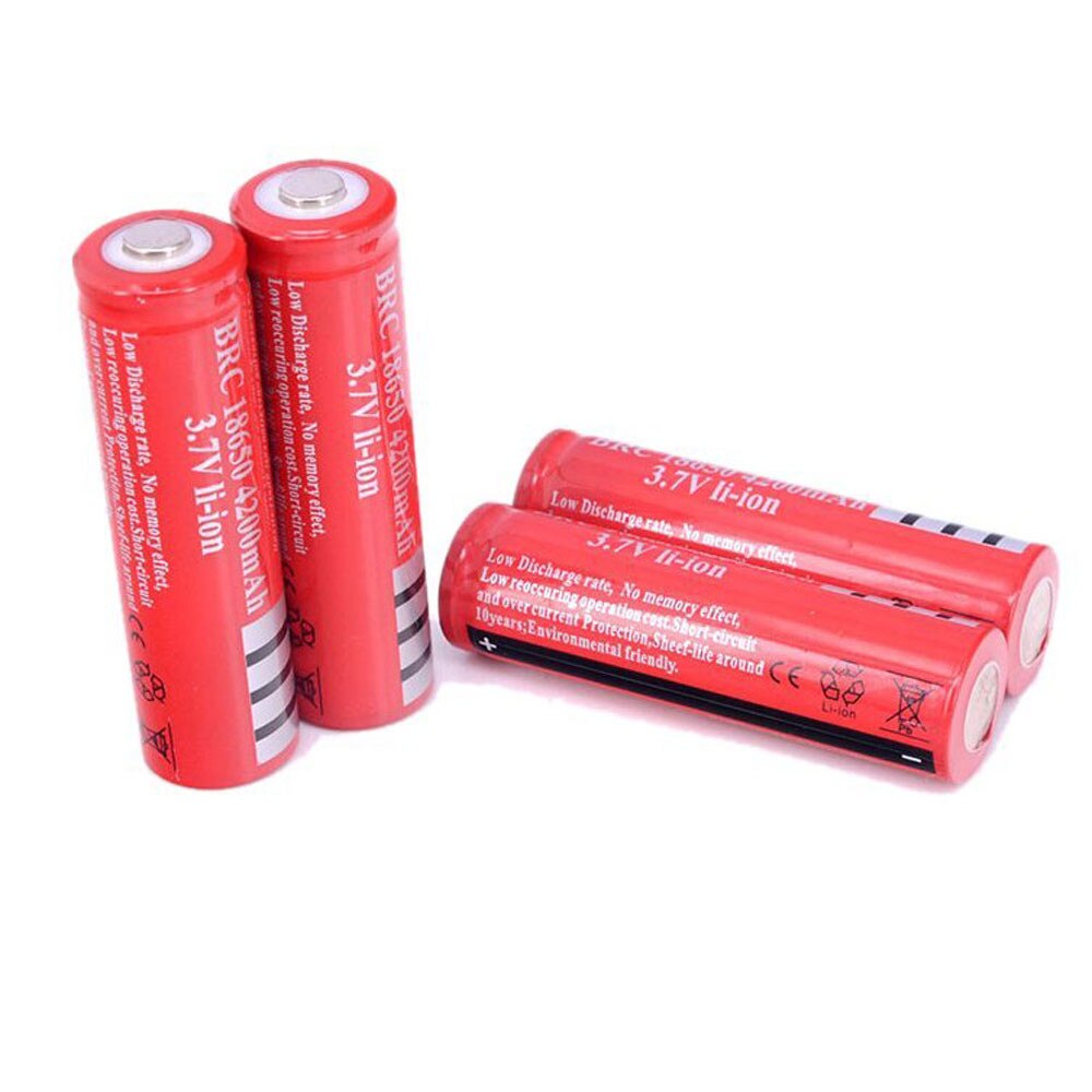 Vovotrade 4 pièces 18650 4200mah BRC 3.7V Rechargeable Li-ion batterie + Ipcs chargeur pour éclairage de secours appareils portables puissance