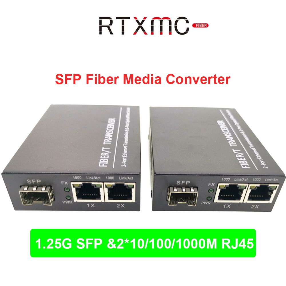 1pairs sfp fibra 2 porto 1000m rj45 conversor gigabit gedia conversor 1000mbps conversor de mídia transceptor fibra optica switch