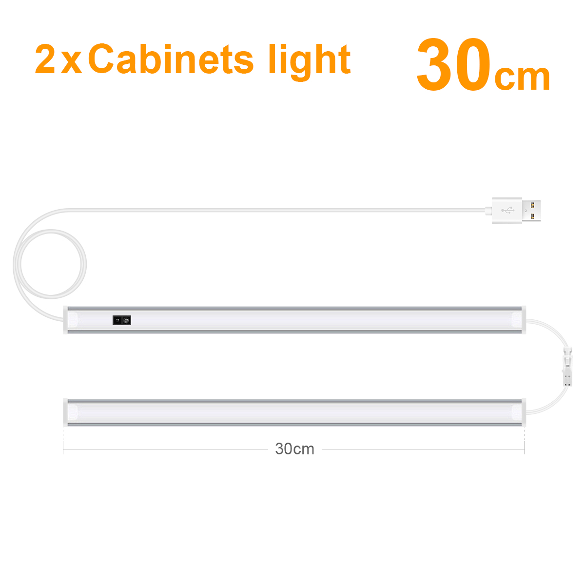 Led-ljusramp i aluminium för köksskåp, beröringsfri rörelsesensorlampa för skåpbänkskiva: Varm vit / Ljuslila