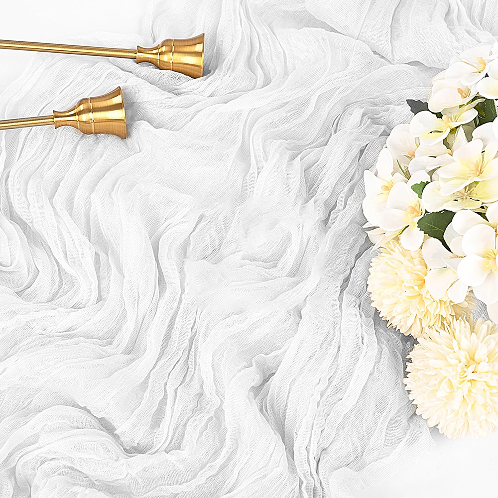 Salviagrön ostduk bordslöpare rustik boho gasväv blå rosa bordslöpare bröllop babyshower födelsedagsfest heminredning: 30*220cm / Ljusgrå