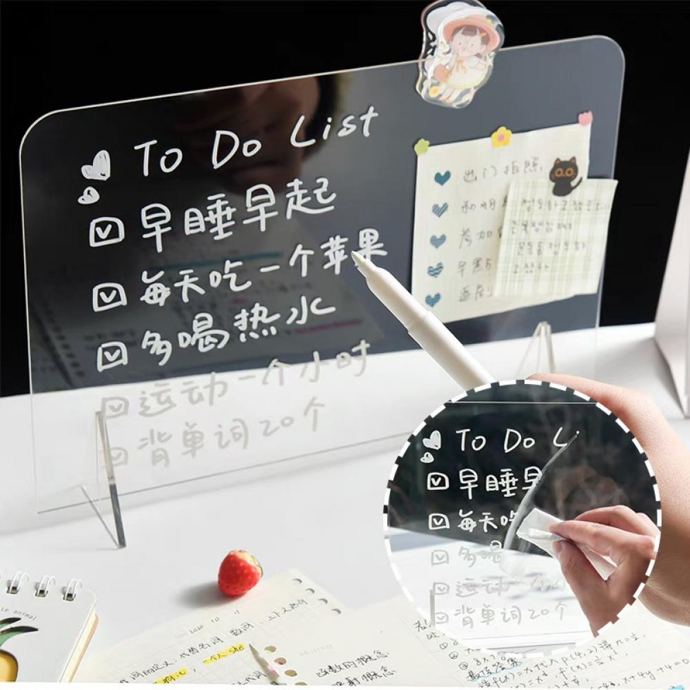 Clear Acryl Note Board Stabiele Eenvoudige Transparante Message Opmerking Memo Board Uitwisbare Desktop Schrijven Memo Gadget Voor Thuis