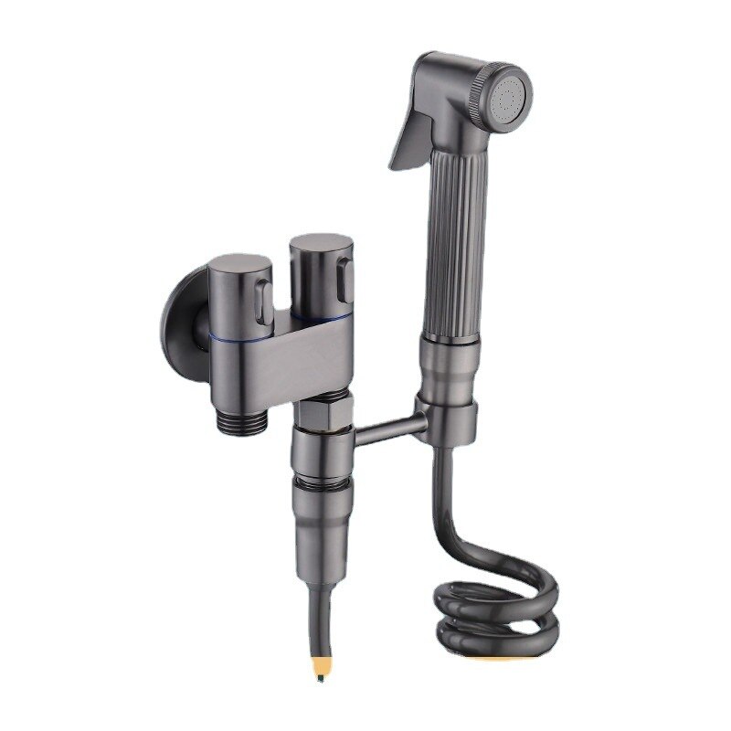 Pesukoneen hana kaksikäyttöinen kylpyhuoneen bideehanasarja seinälle kiinnitettävä kromi musta messinki pesuhana: Laivastonsininen