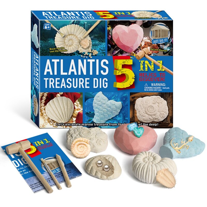 Kit de excavación de piedras preciosas, perlas para manualidades, fósiles de excavación, juego Break Open Treasure Bricks, juguete educativo de arqueología para niños: Default Title