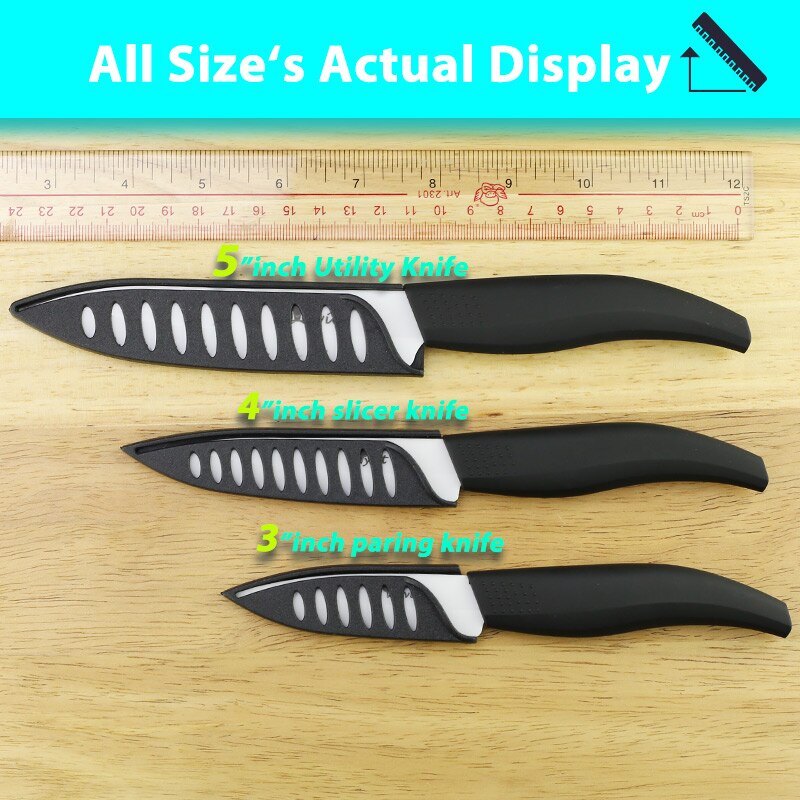 Kniv kök 3 4 5 tums kock keramisk kniv zirconia vitt blad tredelat set frukt grönsak färg matlagning knivar skärare