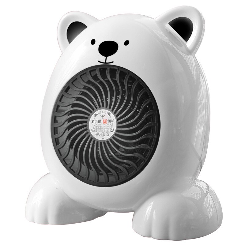 Mini Fan Heater Desktop Household Electric Heater Cartoon Bear Fast Heating fan Warm Machine for Winter Small Desktop Heaters: white / EU