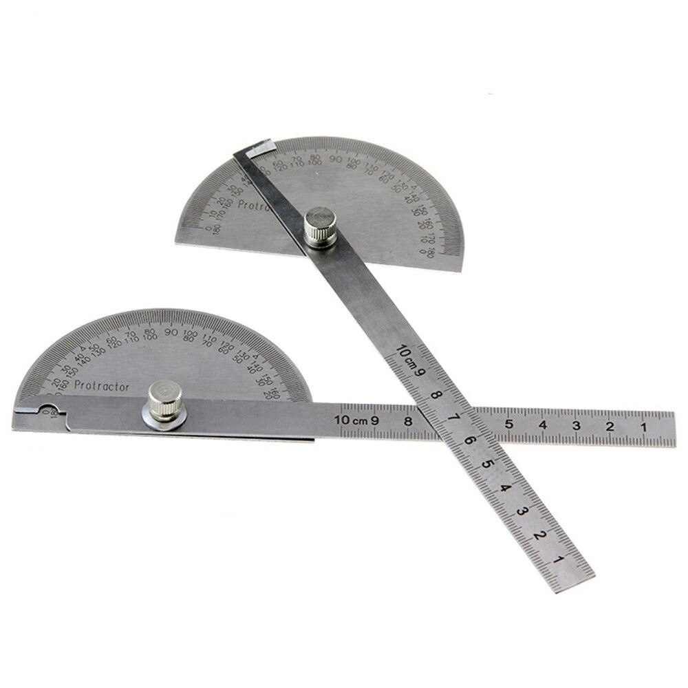 1@#Protractor Angle Ruler Gauge Stainless Steel Angle Gauge Square 180 Degree Semicircle Woodworking Square