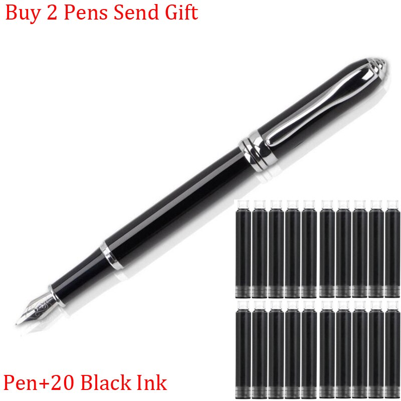 Classic Full Metal Luxury Ink Fountain Pen Office Signature Writing Pen Buy 2 Send: Pen 20 Black Ink