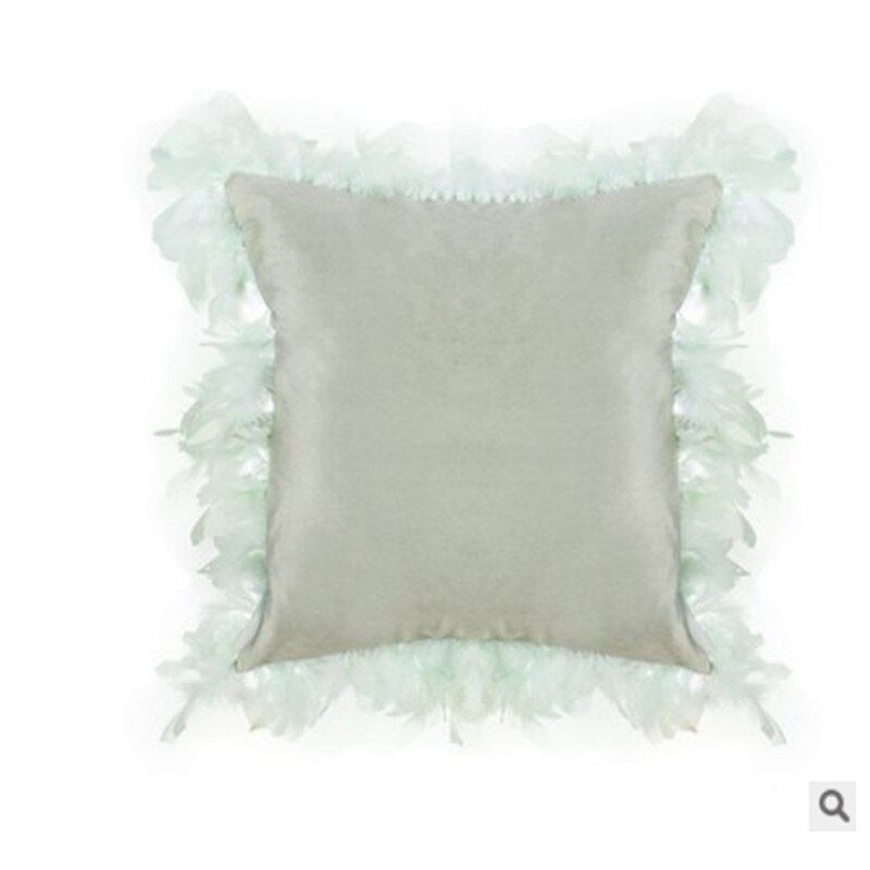 Almohada de plumas Vintage para sofá, asiento, silla, cojín de respaldo de coche de gama alta, de satén de seda, suave,: 3
