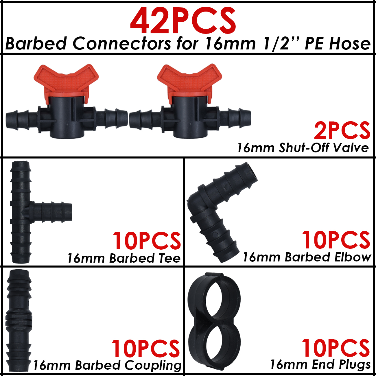 Kesla 1/2 "Druppelirrigatie Connectoren Kit Koppeling T-Elleboogplug Voor 1/2 Inch 16Mm Tubing Tuinslang Reparatie Verlenging: Paars