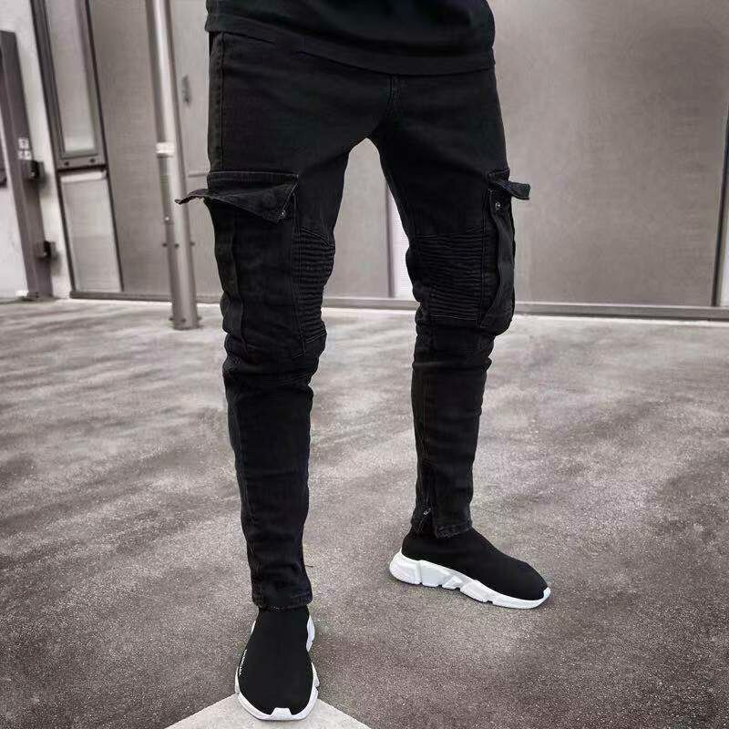 Blyantbukser revet jeans slank forårshul mænds tynde skinny jeans til mænd hiphop bukser tøj tøj: M