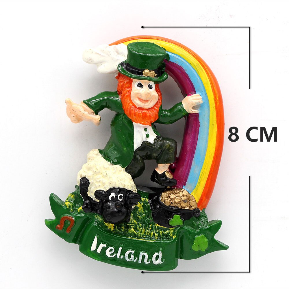 Northern Europe Irish dwarf cartoon character lamb souvenirs stereo resin fridge magnets stick 3d refrigerator home decoration: D-R-ID3