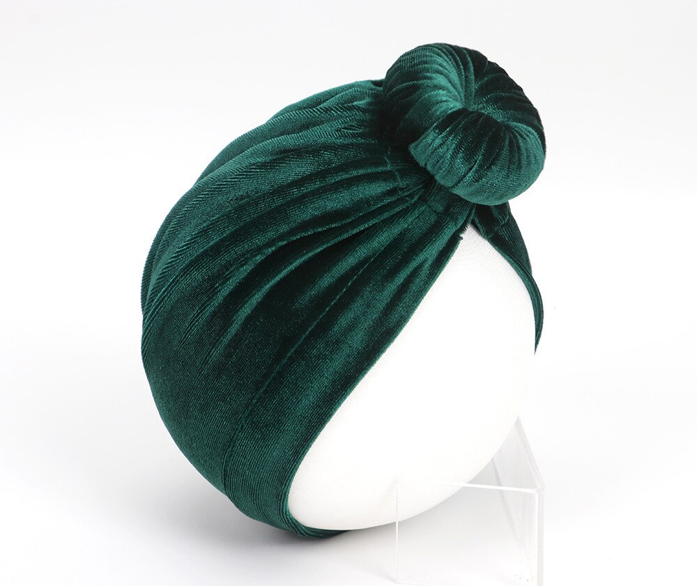 Nyfödd sammetsnäckor hatt stora munkar flickor mössa sammet indisk hatt bebis keps fotografi rekvisita turban hatt babytillbehör: 3 gröna
