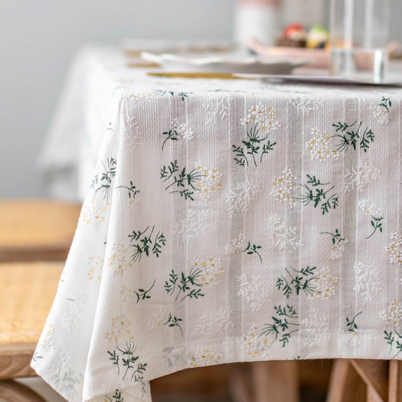 Encaje blanco mantel de mesa de flores bordado mantel para Picnics boda mesa cubre mantel Rectangular Pastoral: 140  140cm