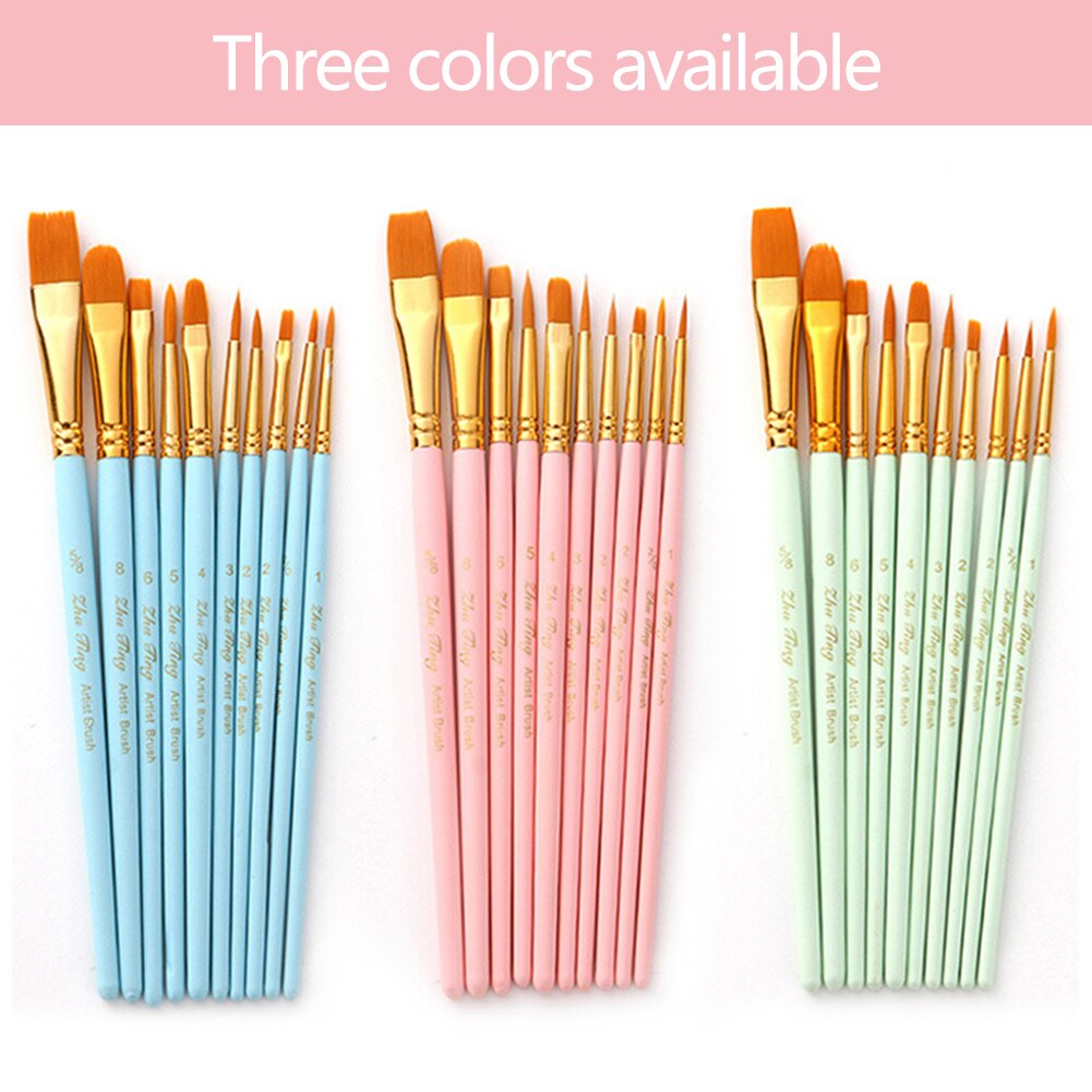 Ensemble de pinceaux de peinture couleur bonbon, 10 pièces, pinceaux d'art pour aquarelle à l'huile acrylique, Kits de peinture professionnels pour artiste, fournitures d'art