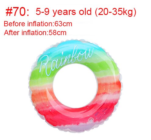 Anneau de natation gonflable pour adultes, cercle de natation féerique en Pvc épaissi avec motif arc-en-ciel, sous les aisselles, jouets pour bébés et enfants: 63cm