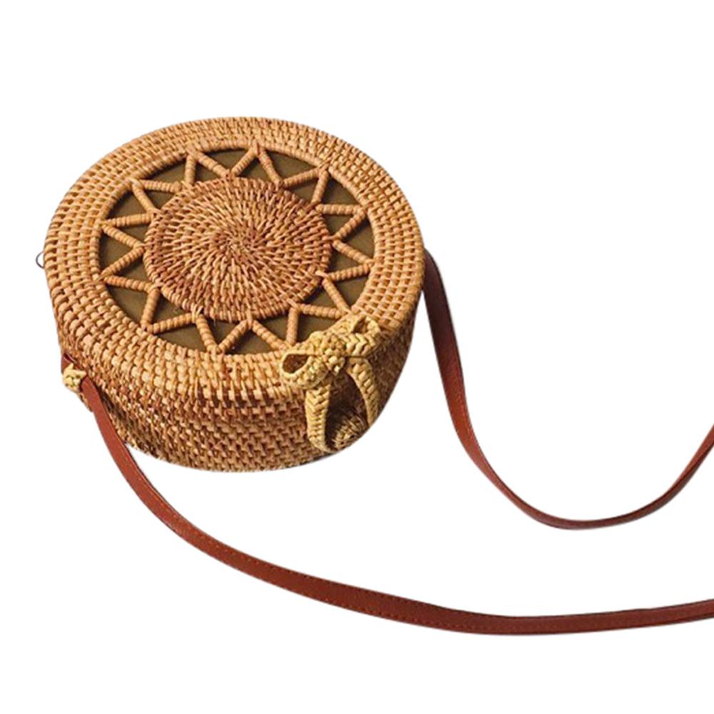 Women Vintage Beach Straw Bag Ladies Handmade Woven Rattan Messenger Handbag Summer Bali Bohemian Crossbody Shoulder Bags: A