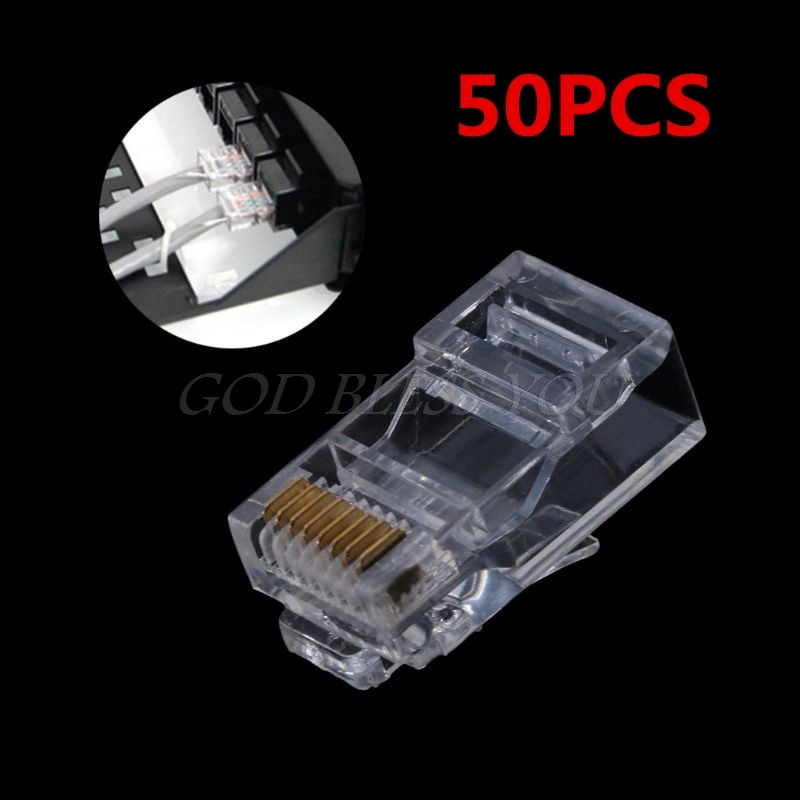 50 Pcs Vergulde RJ45 Netto Netwerk Kabels Modulaire Plug Cat5 CAT5e Connector 8P8C Utp Afgeschermde Modulaire Rj45 Plug Terminals