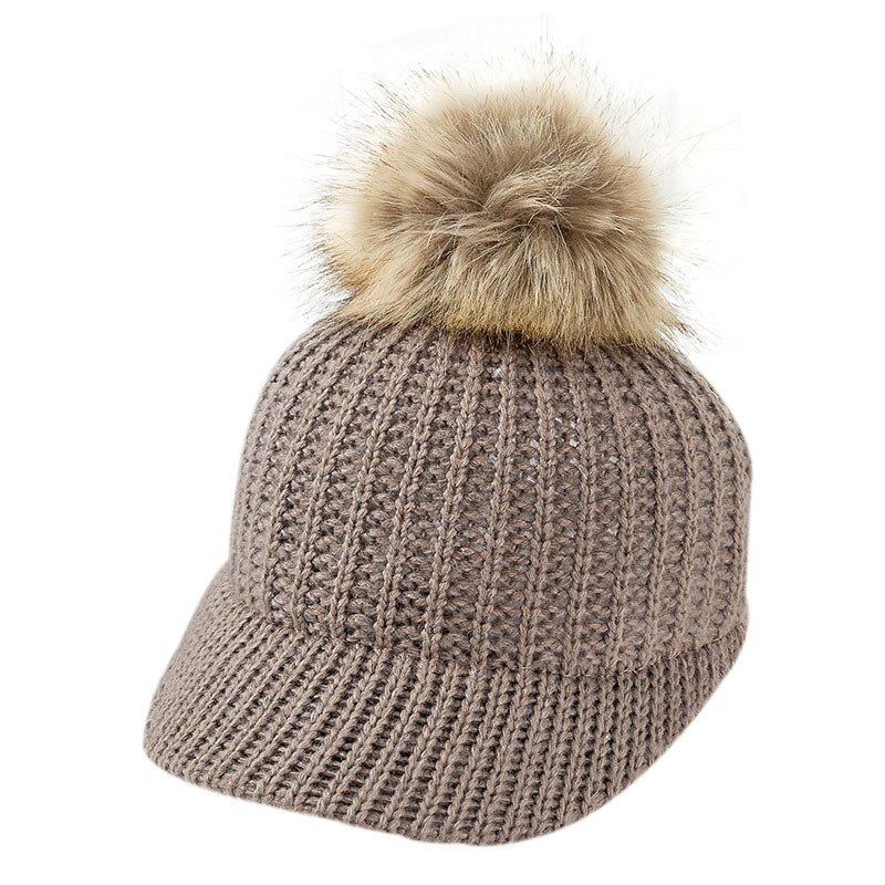 Stickad babymössa pompom vinterkeps för barn justerbar solid baby vintermössa tillbehör barnmössa för 2-5 år 1pc: Brun babyhatt