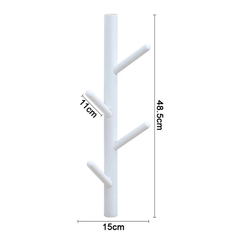 4 Haken Houten Kapstok Verticaal Creatieve Kleding Opberghaak Hangende Hanger Home Decor Hanger Haken Kapstok Rekken: WHITE